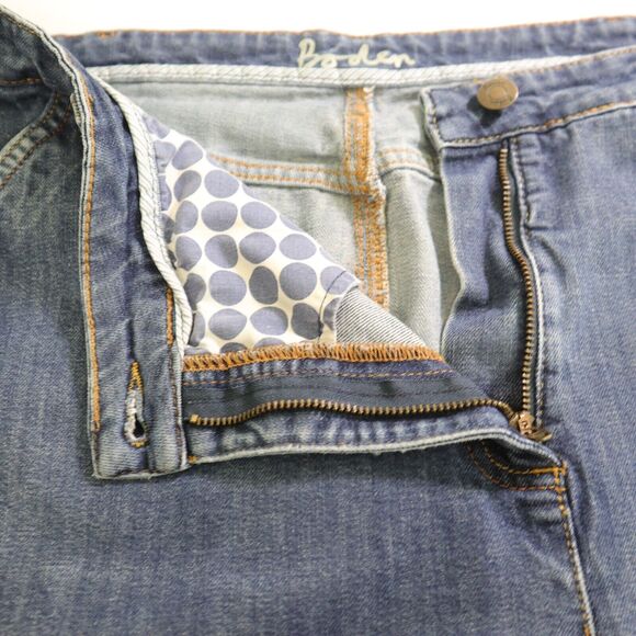 Boden Size 14 Pleated Front Jean Skirt Medium Wash Blue Denim - Picture 6 of 8